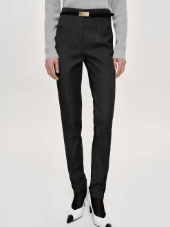 Clothing-Source Unknown Tyia Bias-Cut Slim Trousers, Dark Charcoal