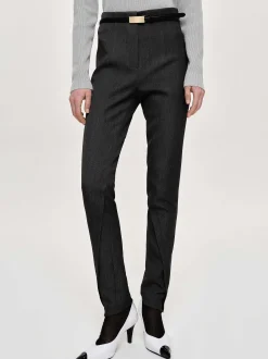 Clothing-Source Unknown Tyia Bias-Cut Slim Trousers, Dark Charcoal