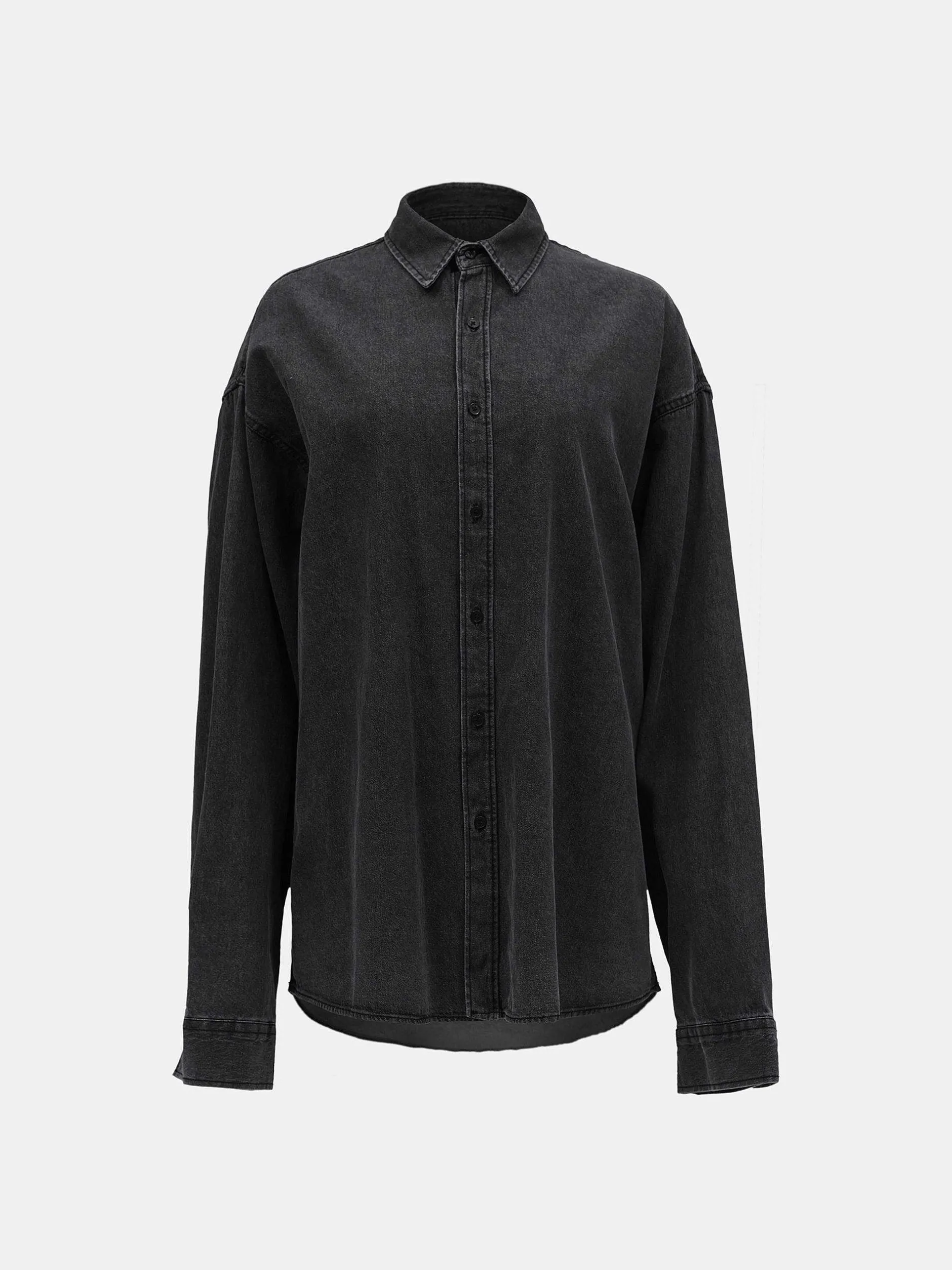 Accessories-Source Unknown Unisex Denim Shirt, Black Washed