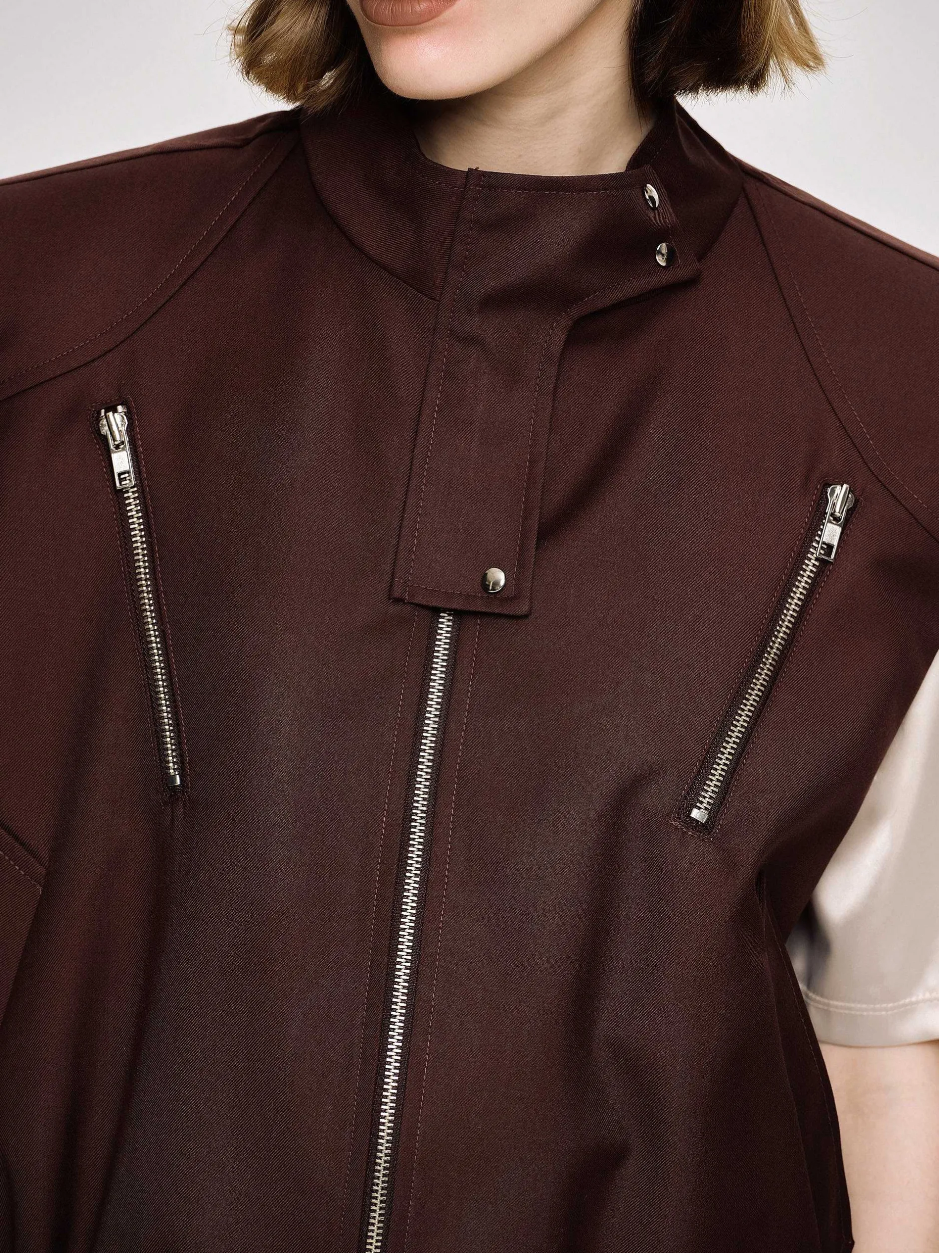 Accessories-Source Unknown Versatile Zip Vest, Black Cherry