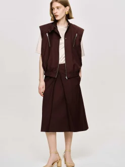 Accessories-Source Unknown Versatile Zip Vest, Black Cherry