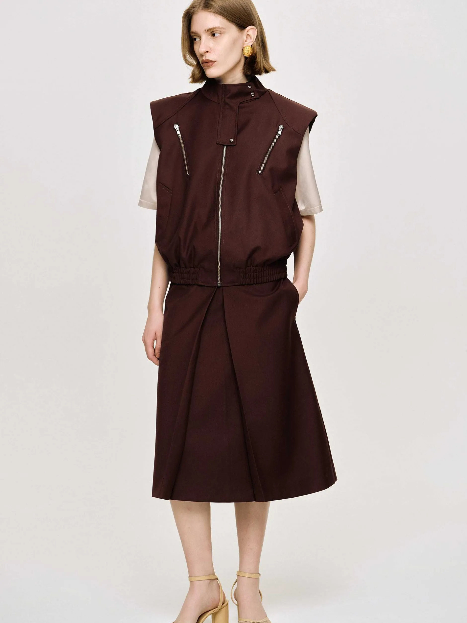 Accessories-Source Unknown Versatile Zip Vest, Black Cherry