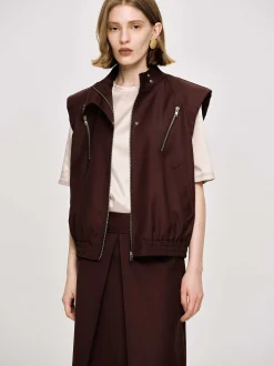 Accessories-Source Unknown Versatile Zip Vest, Black Cherry