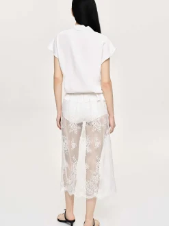 Tops-Source Unknown V-Neck Crepe Blouse, White