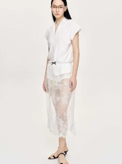 Clothing-Source Unknown V-Neck Crepe Blouse, White