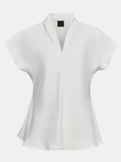 Clothing-Source Unknown V-Neck Crepe Blouse, White