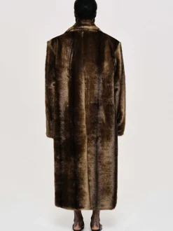 Outerwear-Source Unknown Wallis Fur Oversized Grandpa Coat, Espresso
