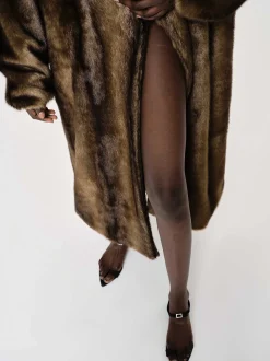 Outerwear-Source Unknown Wallis Fur Oversized Grandpa Coat, Espresso