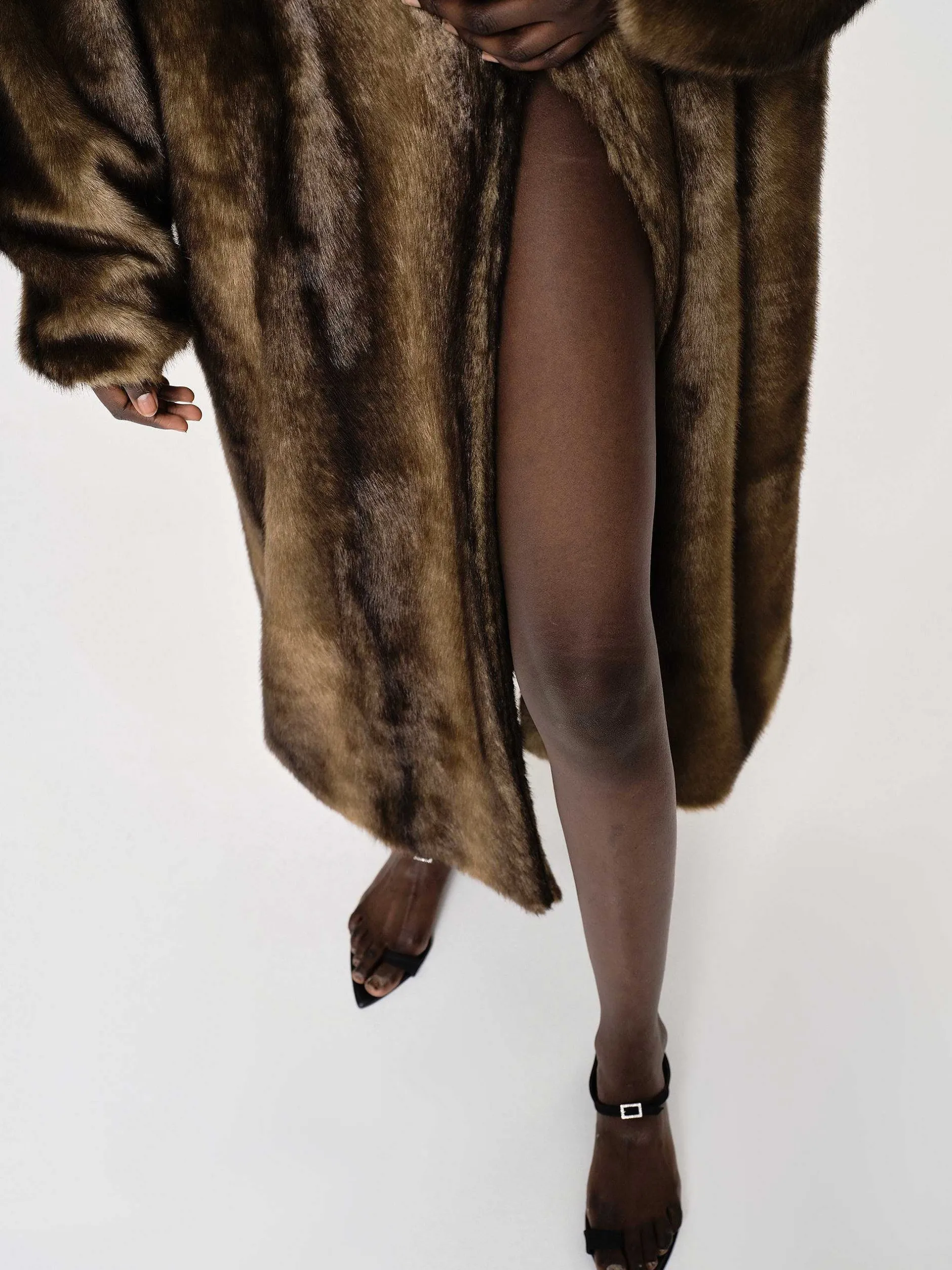 Outerwear-Source Unknown Wallis Fur Oversized Grandpa Coat, Espresso