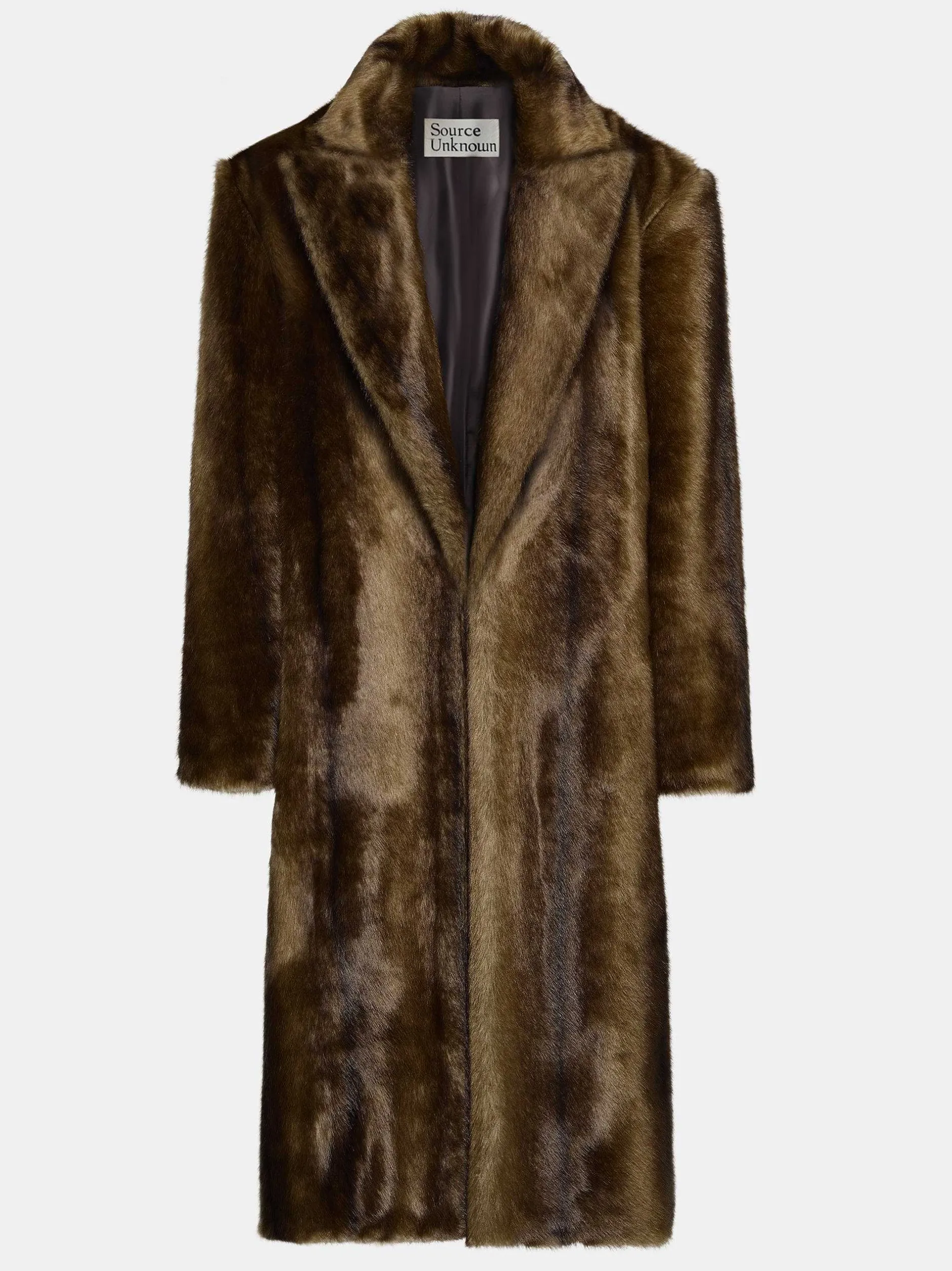 Outerwear-Source Unknown Wallis Fur Oversized Grandpa Coat, Espresso