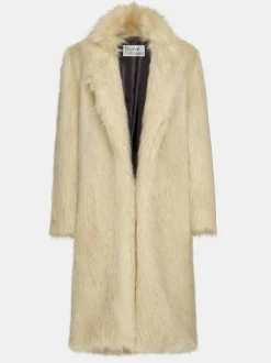 Clothing-Source Unknown Wallis Fur Oversized Grandpa Coat, Tuscan Cream