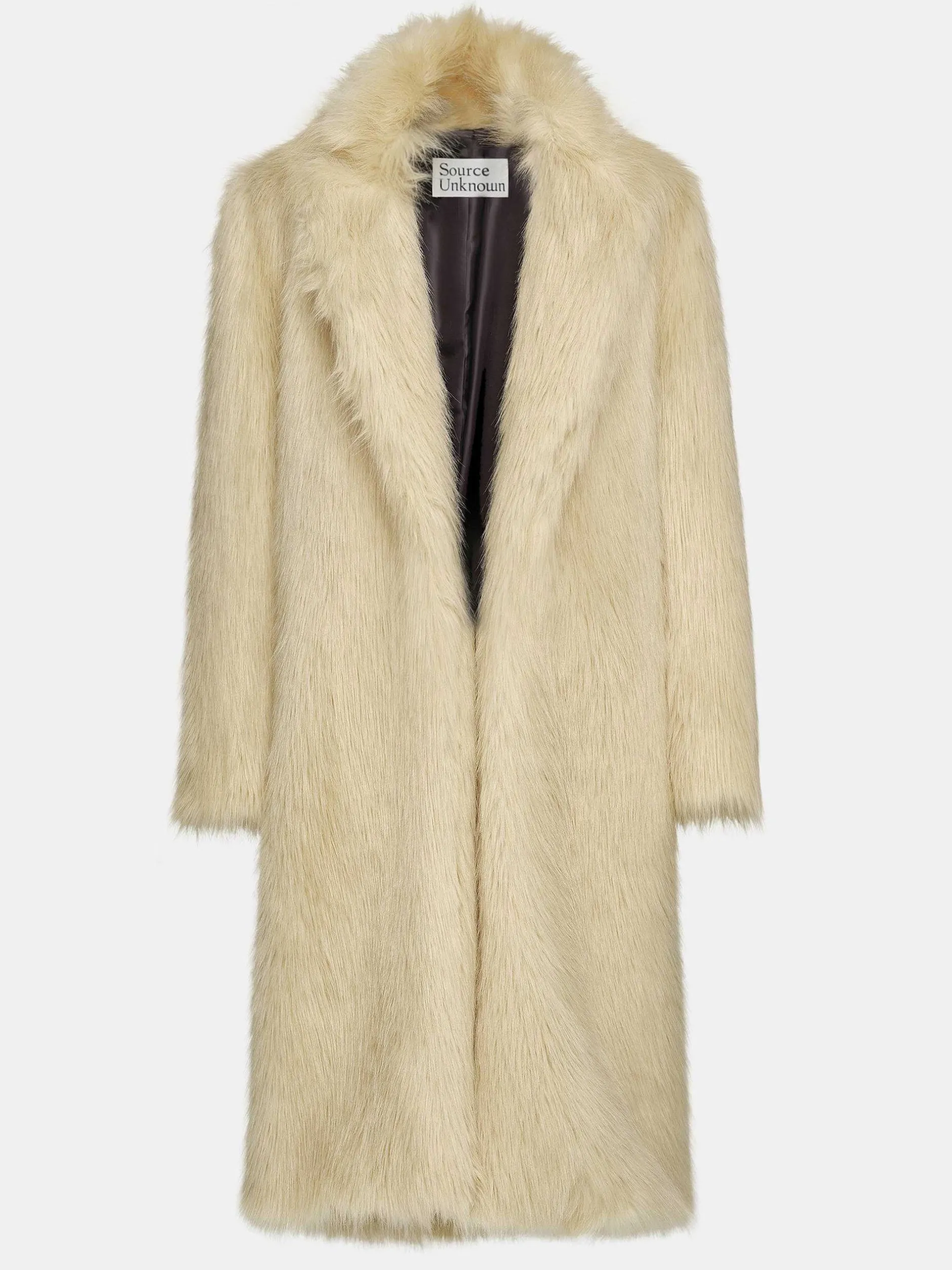 Outerwear-Source Unknown Wallis Fur Oversized Grandpa Coat, Tuscan Cream