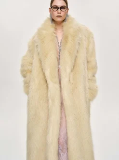 Outerwear-Source Unknown Wallis Fur Oversized Grandpa Coat, Tuscan Cream