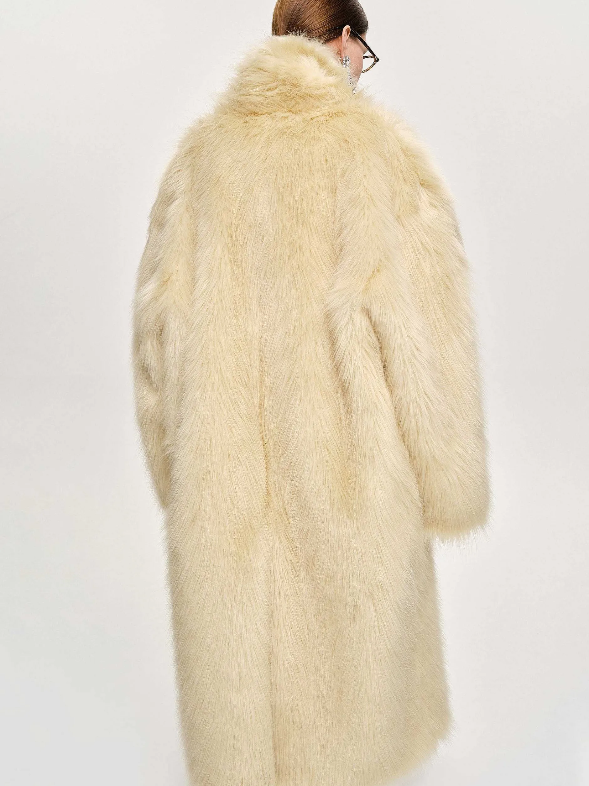 Outerwear-Source Unknown Wallis Fur Oversized Grandpa Coat, Tuscan Cream