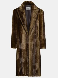 Clothing-Source Unknown Wallis Fur Oversized Grandpa Coat, Espresso