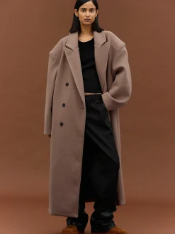 Outerwear-Source Unknown Wallis Oversized Grandpa Coat, Latte