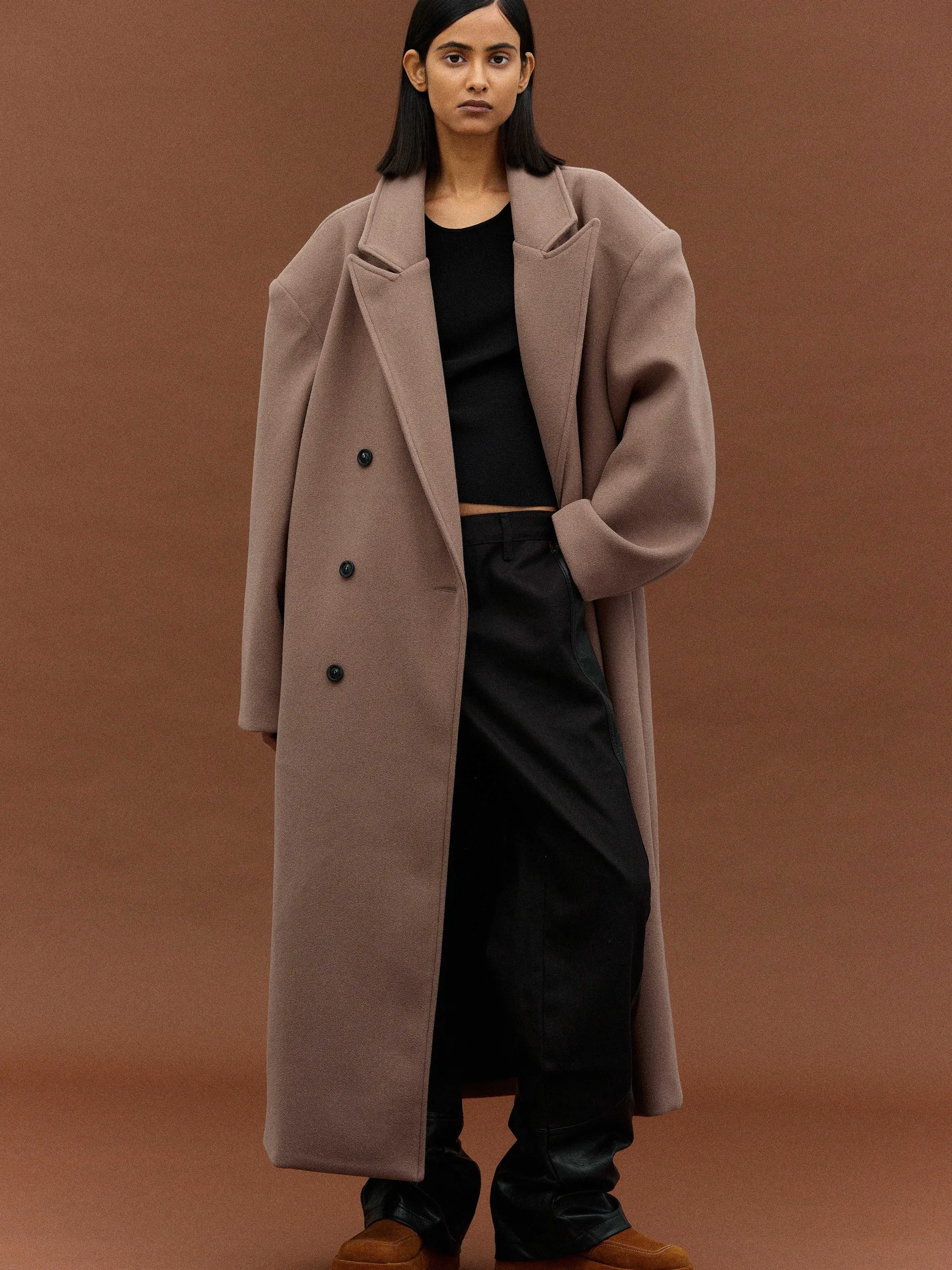 Outerwear-Source Unknown Wallis Oversized Grandpa Coat, Latte