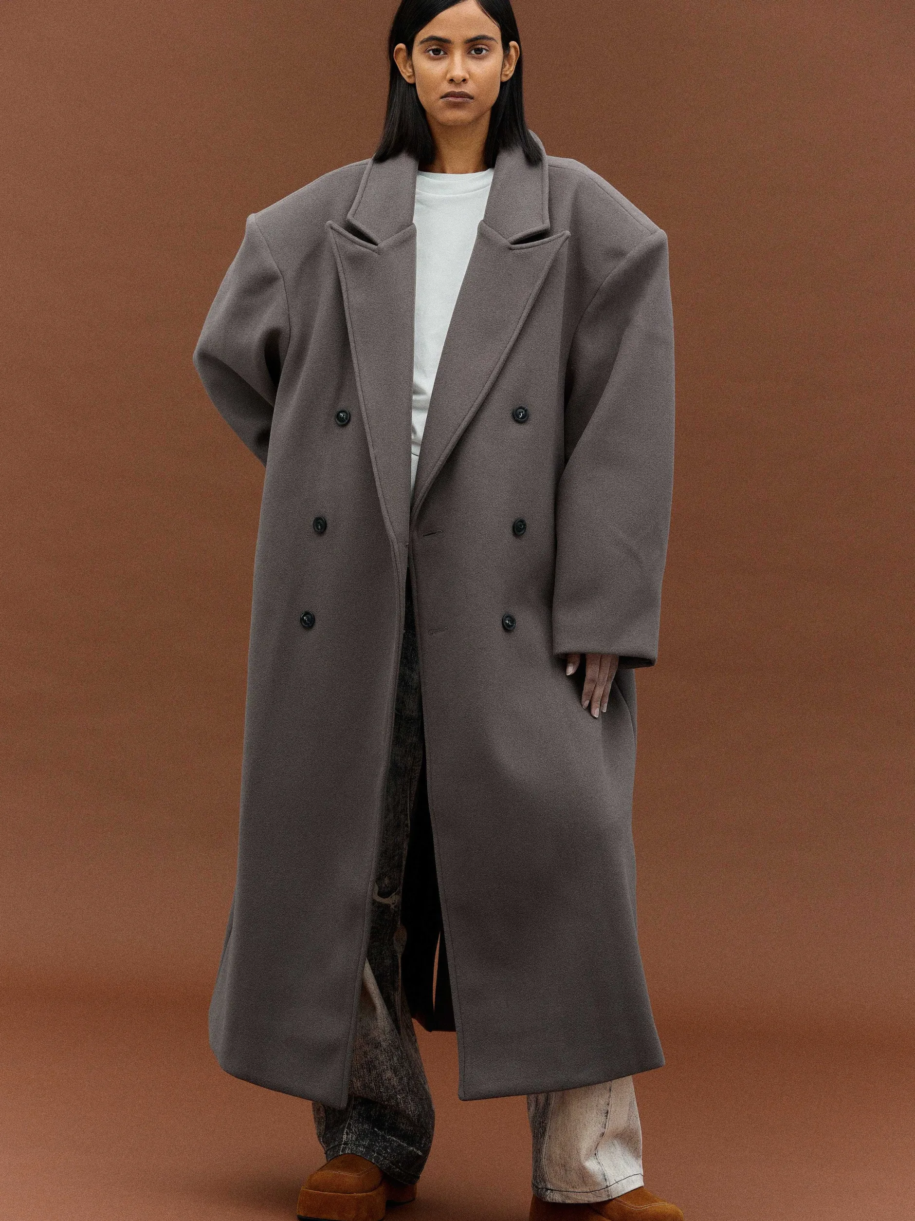 Outerwear-Source Unknown Wallis Oversized Grandpa Coat, Grey