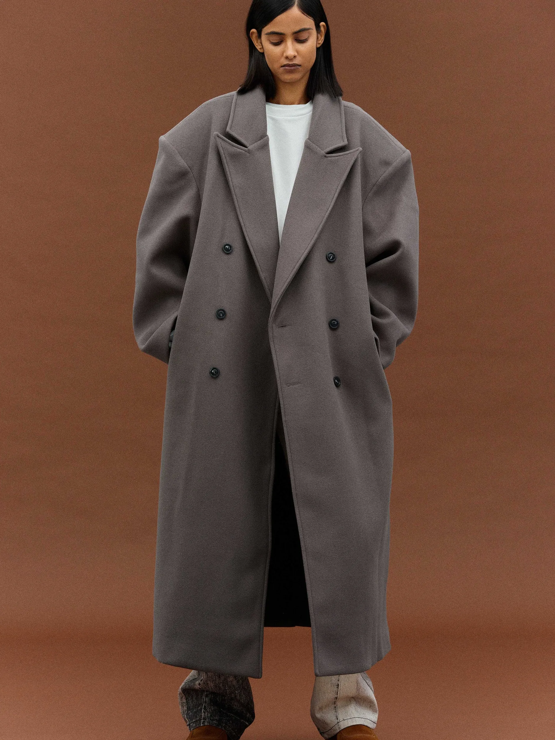 Outerwear-Source Unknown Wallis Oversized Grandpa Coat, Grey