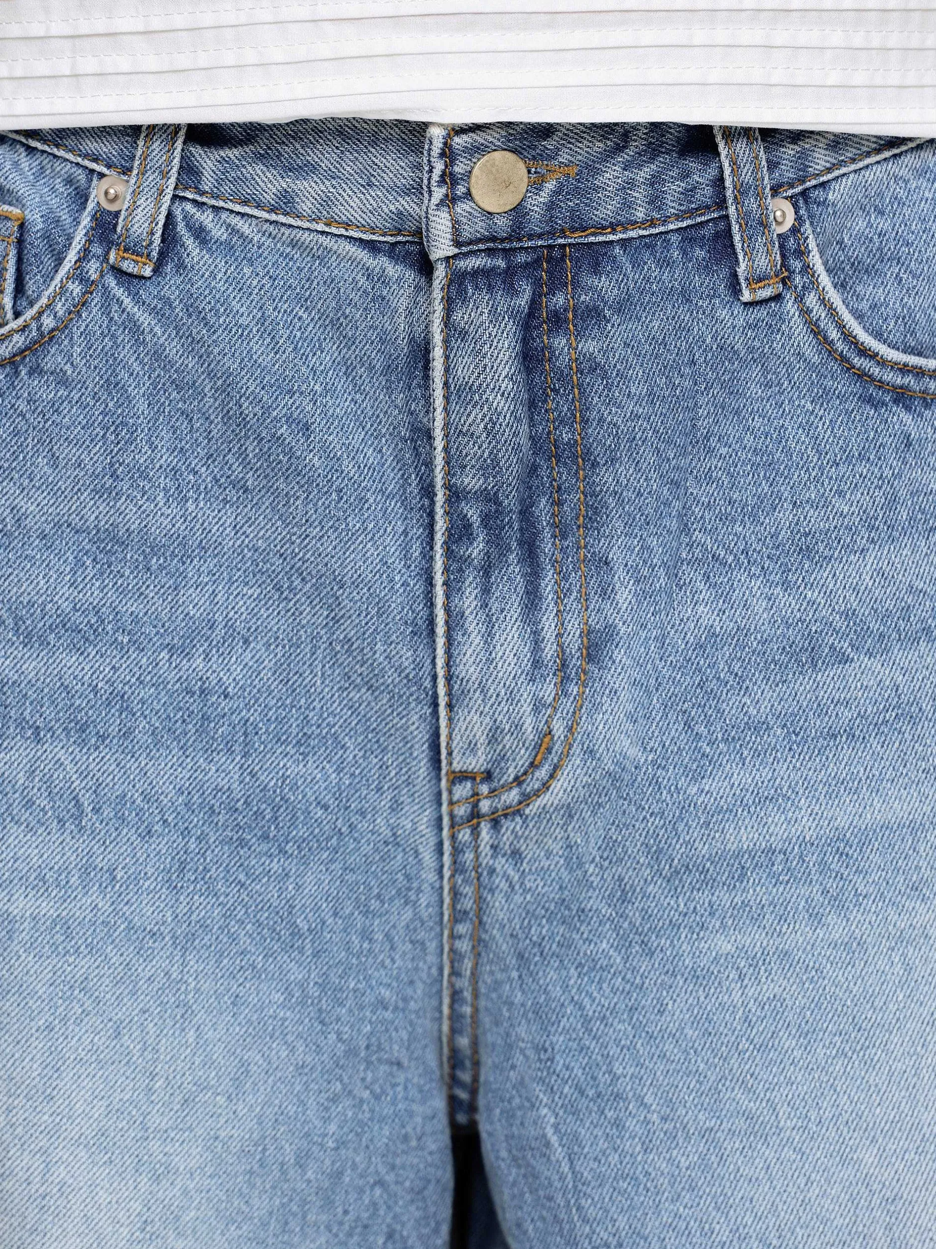 Denim-Source Unknown Wide Cropped Jeans, Medium Blue