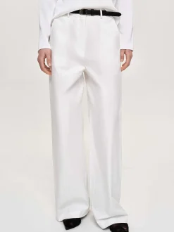Clothing-Source Unknown Wide-Leg Poplin Pants, White