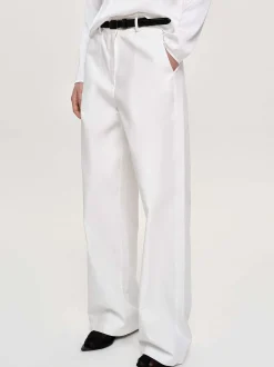 Clothing-Source Unknown Wide-Leg Poplin Pants, White