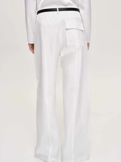 Clothing-Source Unknown Wide-Leg Poplin Pants, White