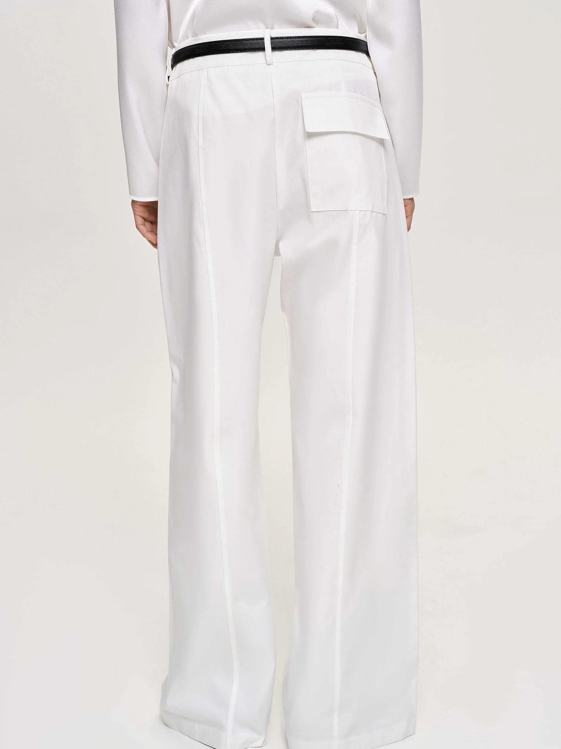 Clothing-Source Unknown Wide-Leg Poplin Pants, White