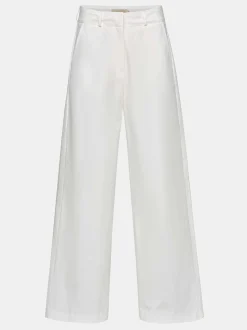 Bottoms-Source Unknown Wide-Leg Poplin Pants, White