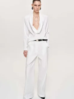 Bottoms-Source Unknown Wide-Leg Poplin Pants, White