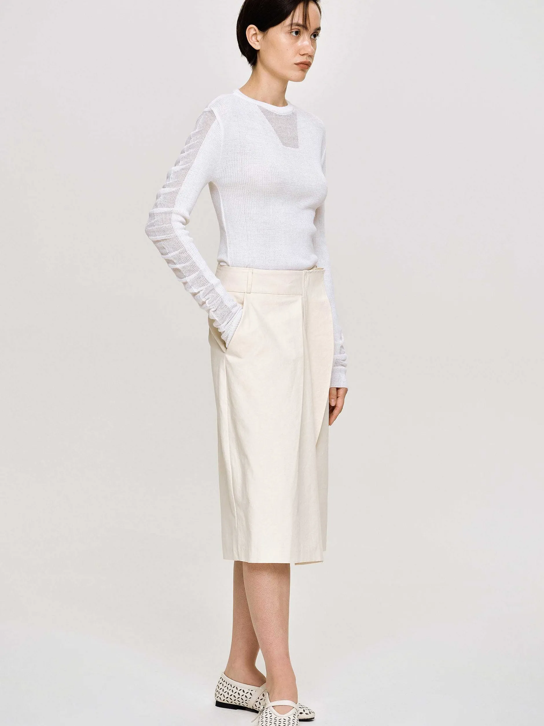 Clothing-Source Unknown Wrapped Cotton Shorts, Almond