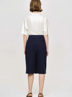 Clothing-Source Unknown Wrapped Cotton Shorts, Navy